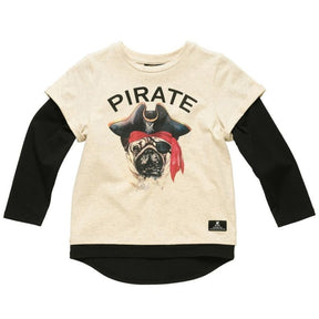 PIRATE PUG LONG SLEEVE TSHIRT - LONG SLEEVE TOPS
