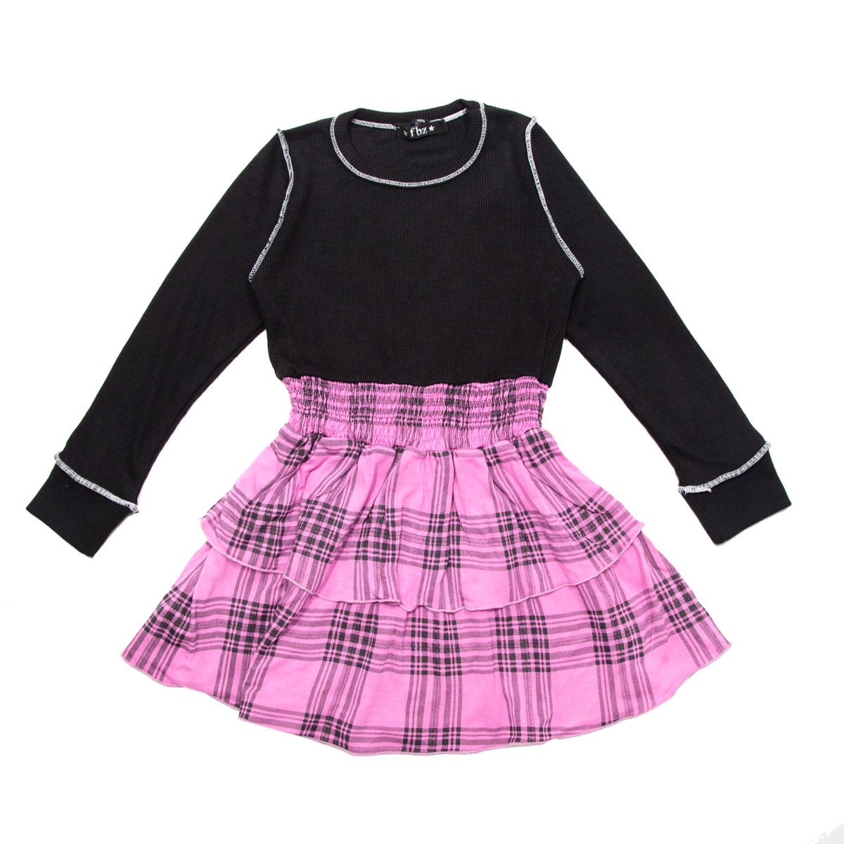 PLAID LONG SLEEVE DRESS - DRESSES