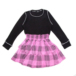 PLAID LONG SLEEVE DRESS - DRESSES