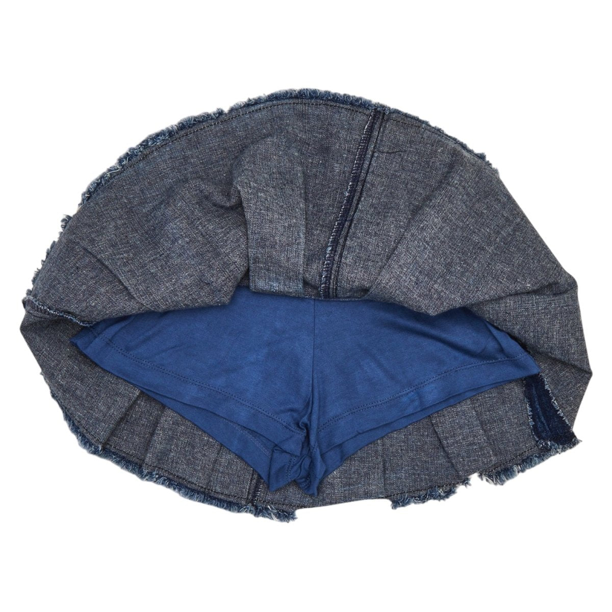 PLEATED DENIM SKIRT W/ SHORTS - FLOWERS BY ZOE