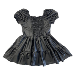 PLEATHER PUFF SHOULDER RUFFLE DRESS - DRESSES