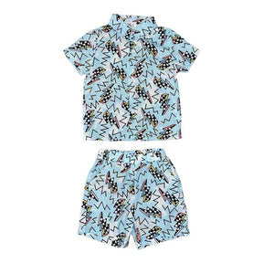 RACER LIGHTNING BUTTON DOWN AND SHORTS SET - LOLA AND THE BOYS