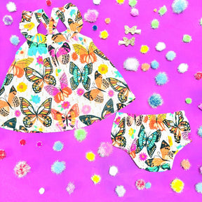 RAINBOW BUTTERFLIES DRESS W/ DIAPER COVER - LUCKY JADE