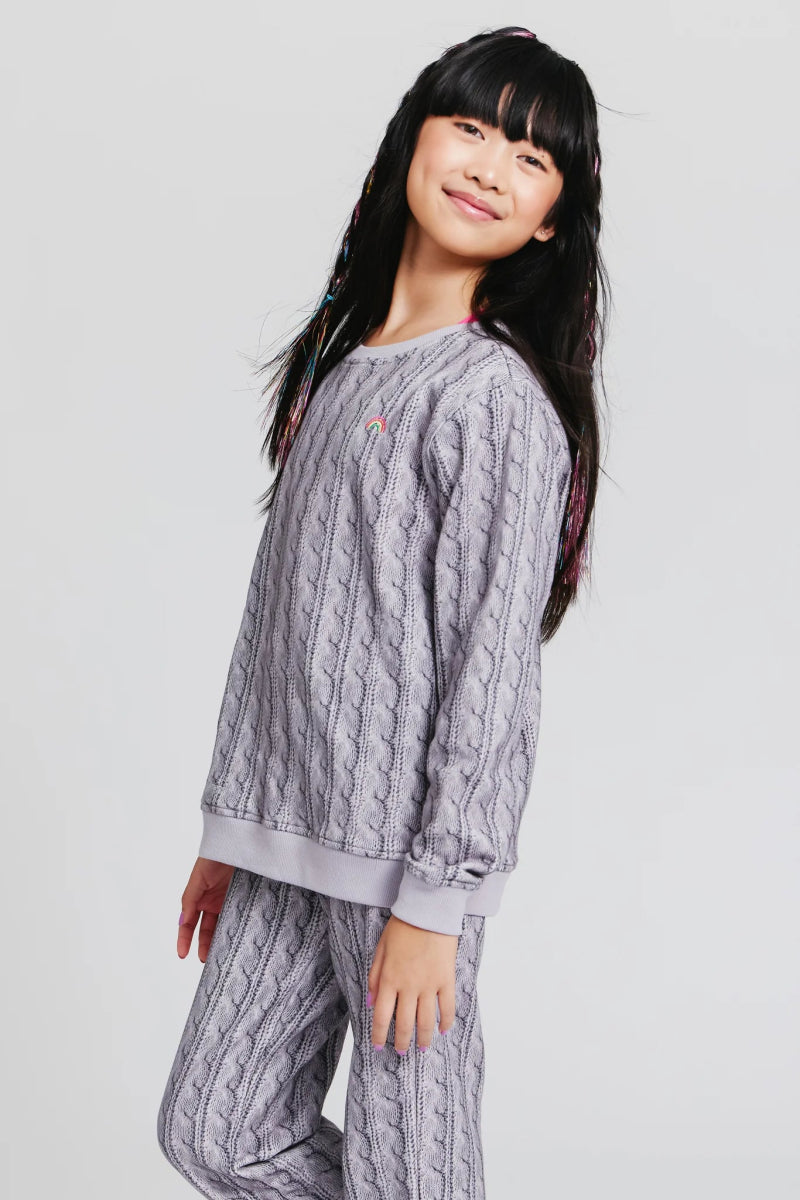 Cable top knit sweatpants