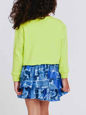 RAINBOW EMBROIDERED NEON CROPPED SWEATSHIRT (PREORDER) - TEREZ