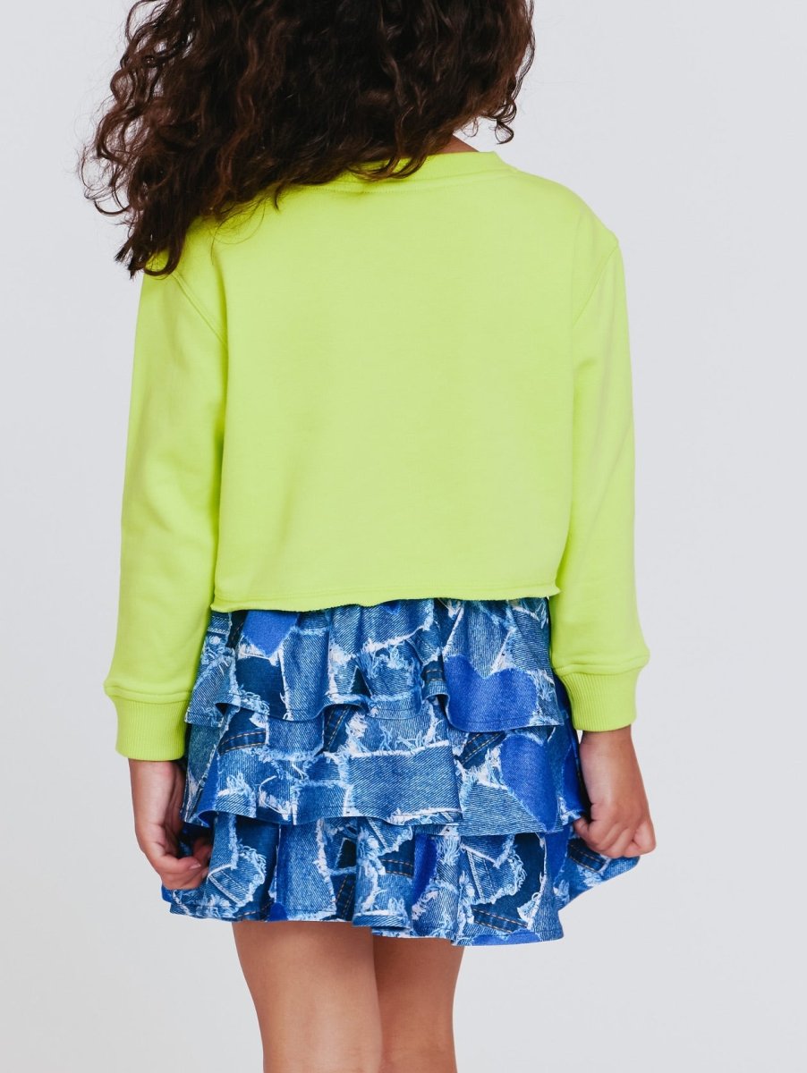 RAINBOW EMBROIDERED NEON CROPPED SWEATSHIRT (PREORDER) - TEREZ