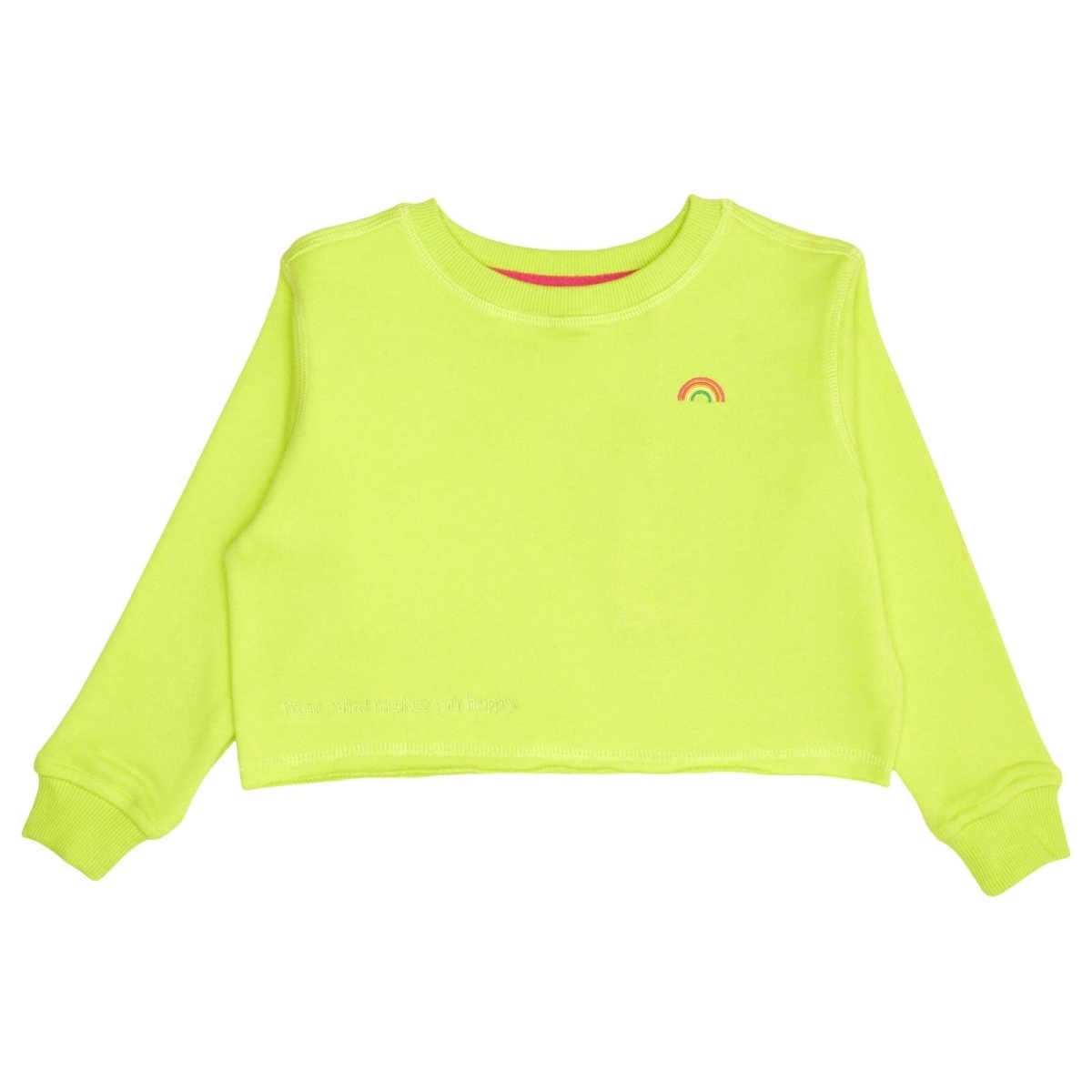 RAINBOW EMBROIDERED NEON CROPPED SWEATSHIRT - TEREZ