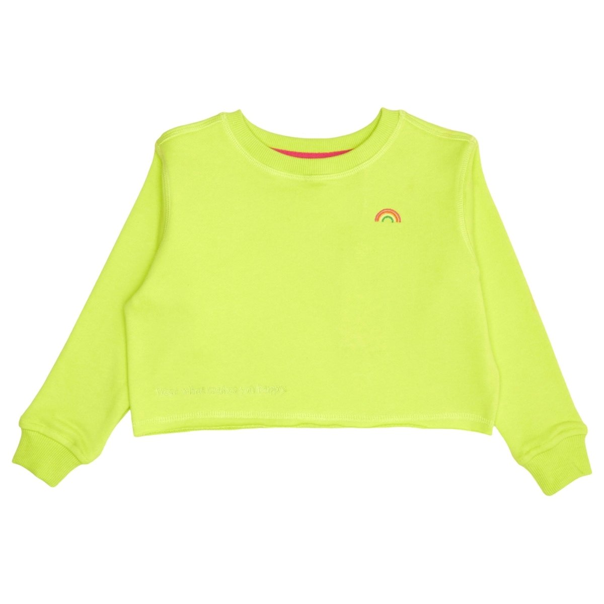 RAINBOW EMBROIDERED NEON CROPPED SWEATSHIRT - TEREZ