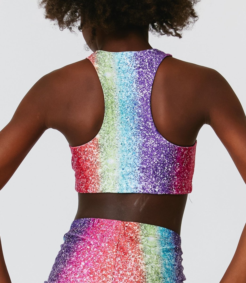 RAINBOW GLITTER SPORTS BRA (PREORDER) - TEREZ
