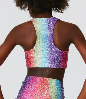 RAINBOW GLITTER SPORTS BRA (PREORDER) - TEREZ