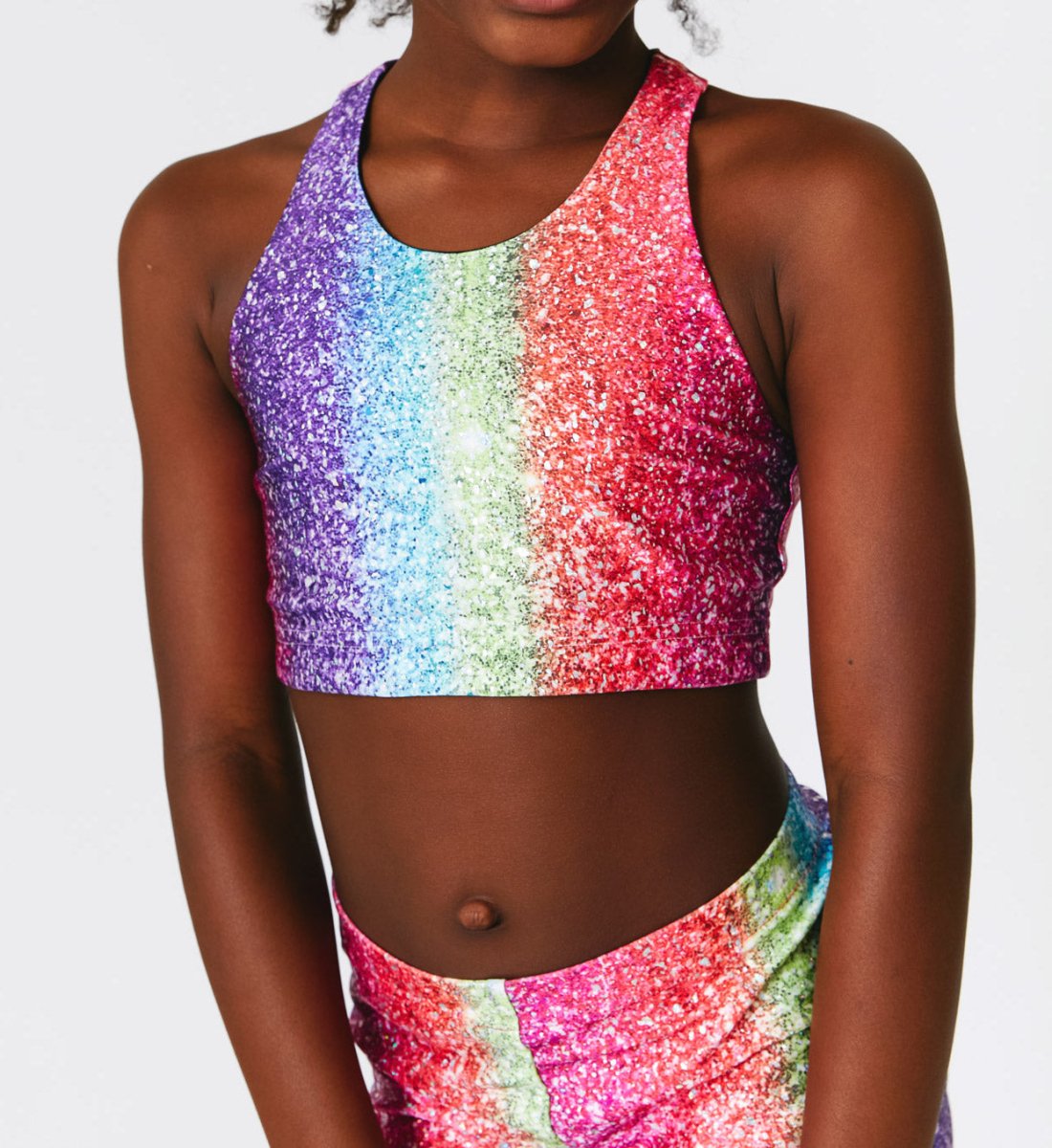 RAINBOW GLITTER SPORTS BRA (PREORDER) - TEREZ