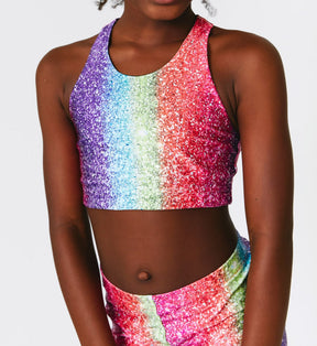 RAINBOW GLITTER SPORTS BRA (PREORDER) - TEREZ