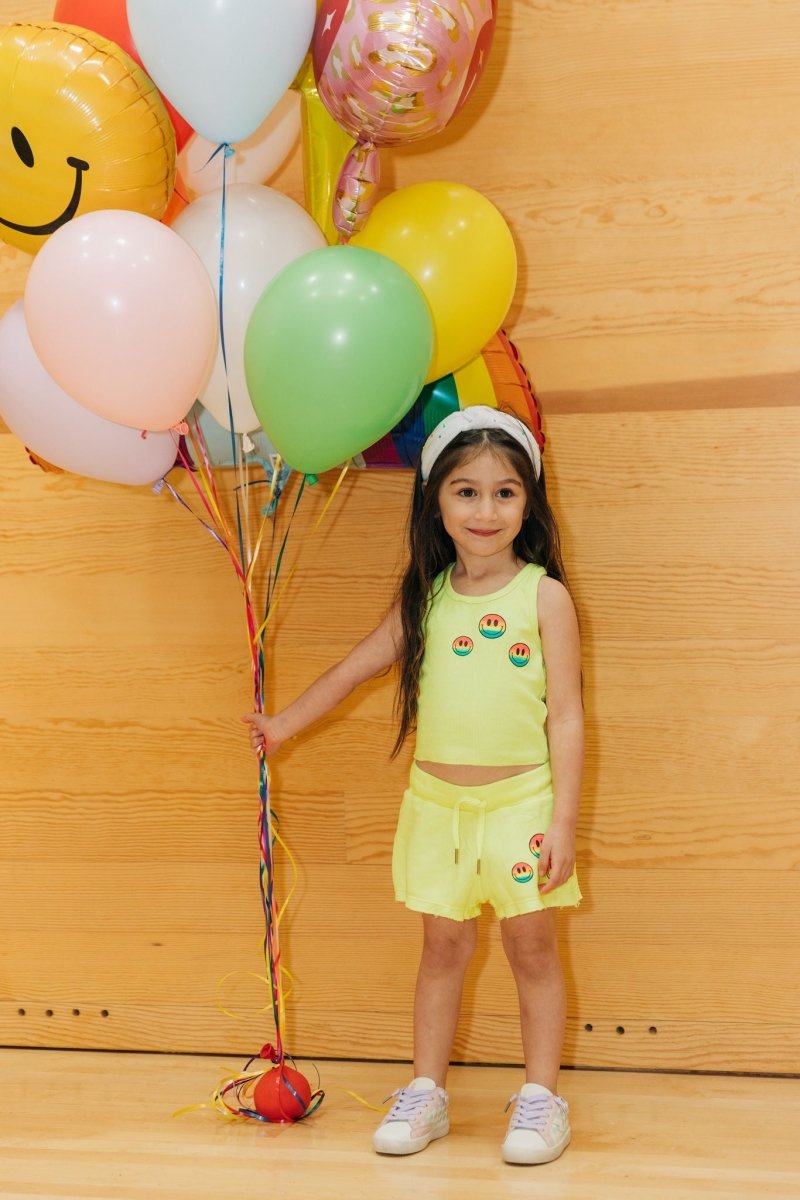 RAINBOW SMILEY FACE NEON TANK TOP - TANK TOPS