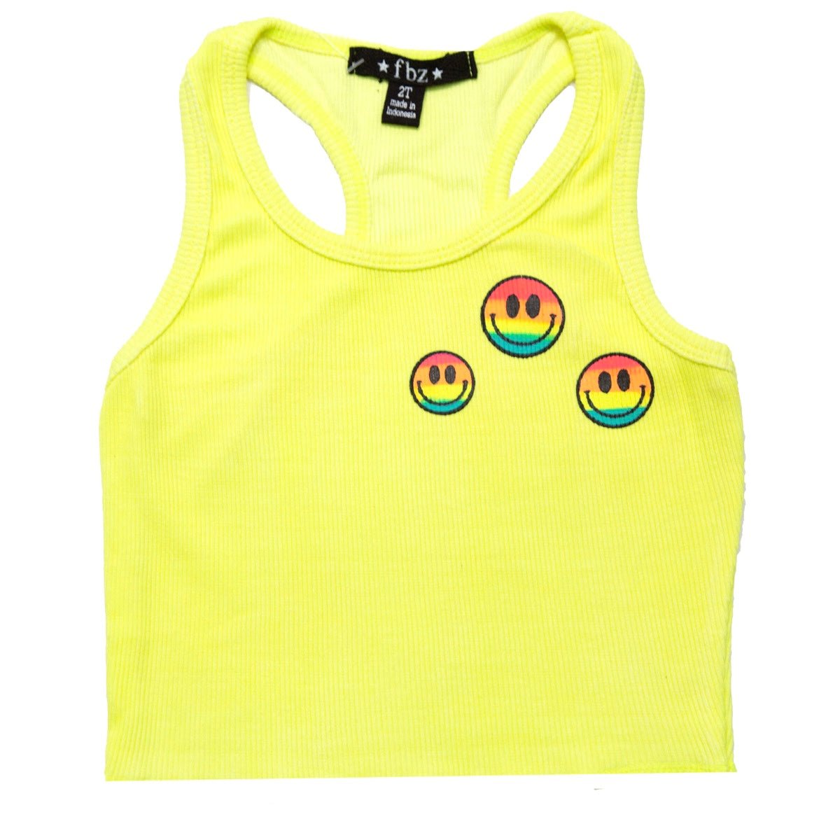 RAINBOW SMILEY FACE NEON TANK TOP - TANK TOPS