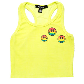 RAINBOW SMILEY FACE NEON TANK TOP - TANK TOPS