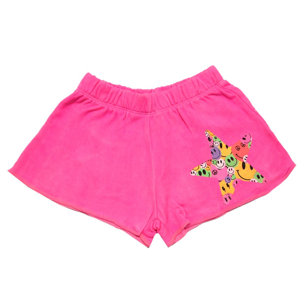 RAINBOW SMILEY FACE STAR SHORTS - SHORTS