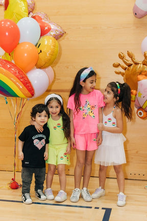 RAINBOW SMILEY FACE STAR SHORTS - SHORTS