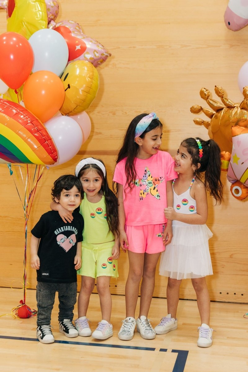 RAINBOW SMILEY FACE STAR SHORTS - SHORTS