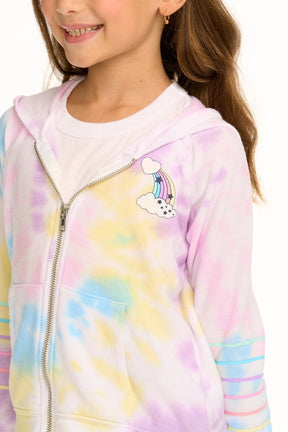 RAINBOW TIE DYE ZIP UP HOODIE (PREORDER) - CHASER KIDS