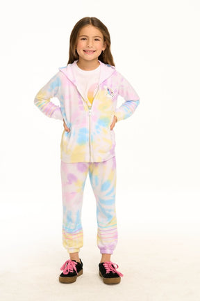 RAINBOW TIE DYE ZIP UP HOODIE (PREORDER) - CHASER KIDS