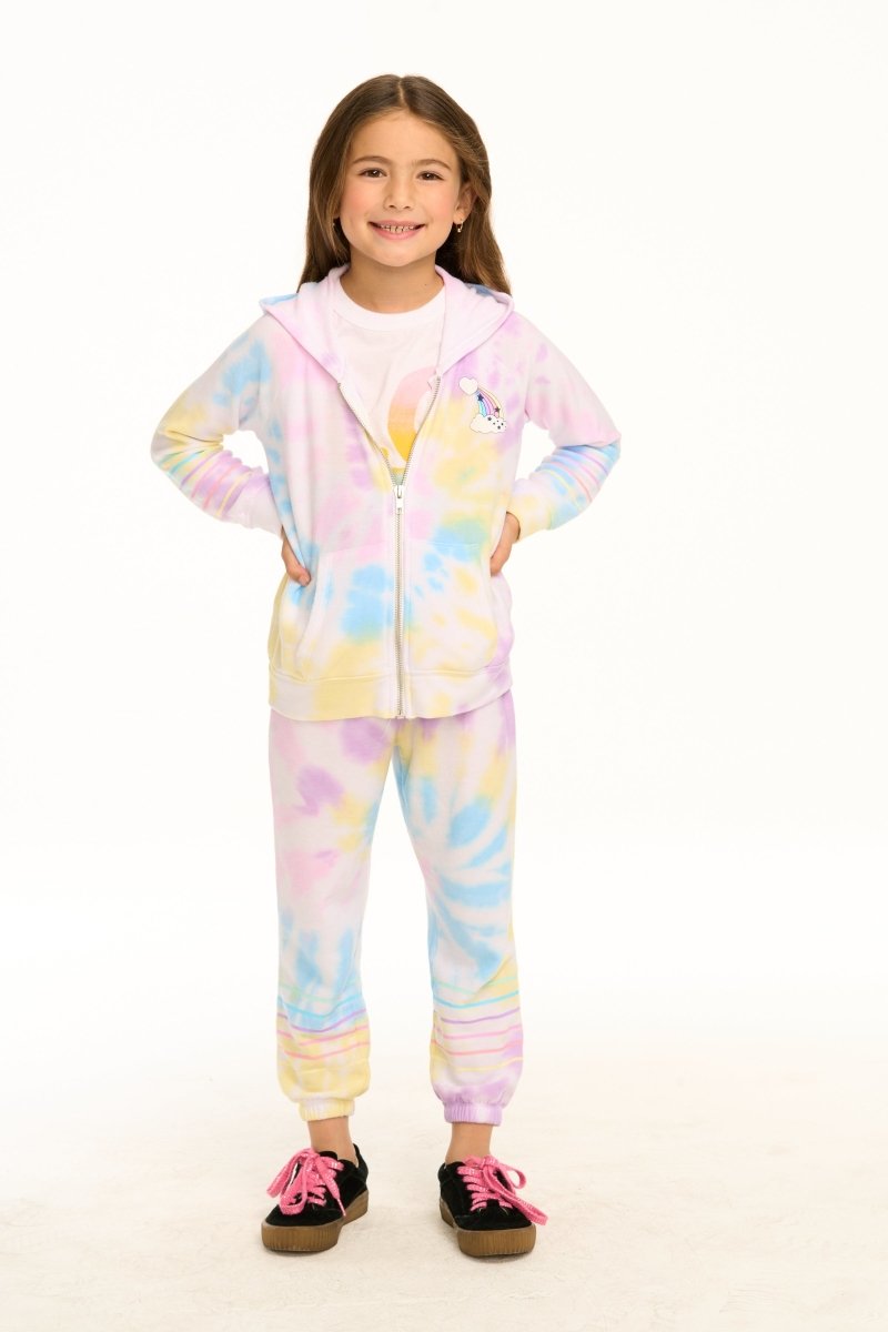 RAINBOW TIE DYE ZIP UP HOODIE (PREORDER) - CHASER KIDS