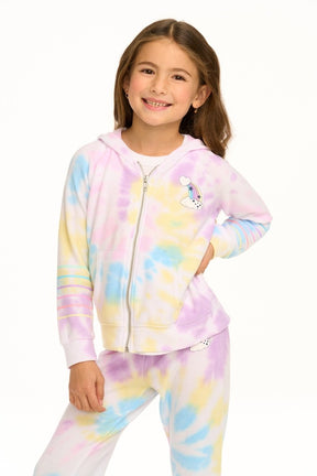 RAINBOW TIE DYE ZIP UP HOODIE (PREORDER) - CHASER KIDS