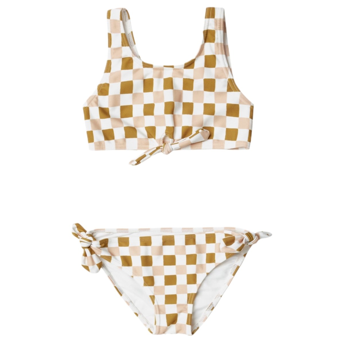 Retro Check Two-Piece Bikini with Knotted Details | Mini Dreamers