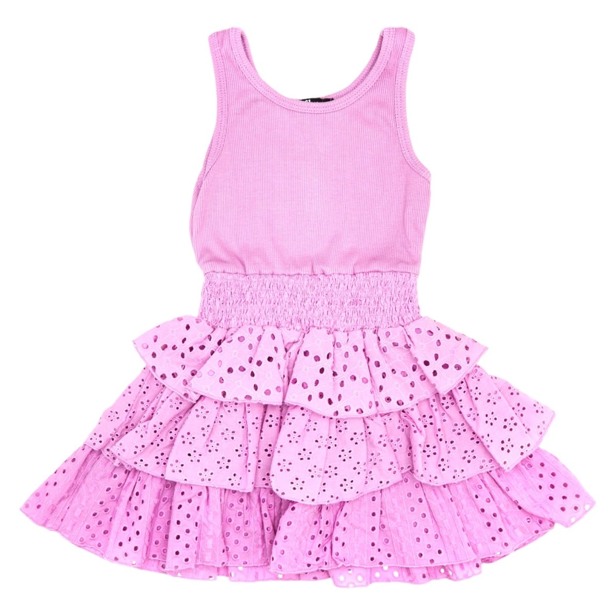 RIBBED TANK EYELET RUFFLE DRESS - FLOWERS BY ZOE