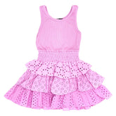 RIBBED TANK EYELET RUFFLE DRESS - FLOWERS BY ZOE