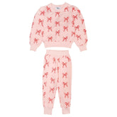 RIBBON PUFF SLEEVE SWEATSHIRT AND SWEATPANTS SET - LOLA AND THE BOYS