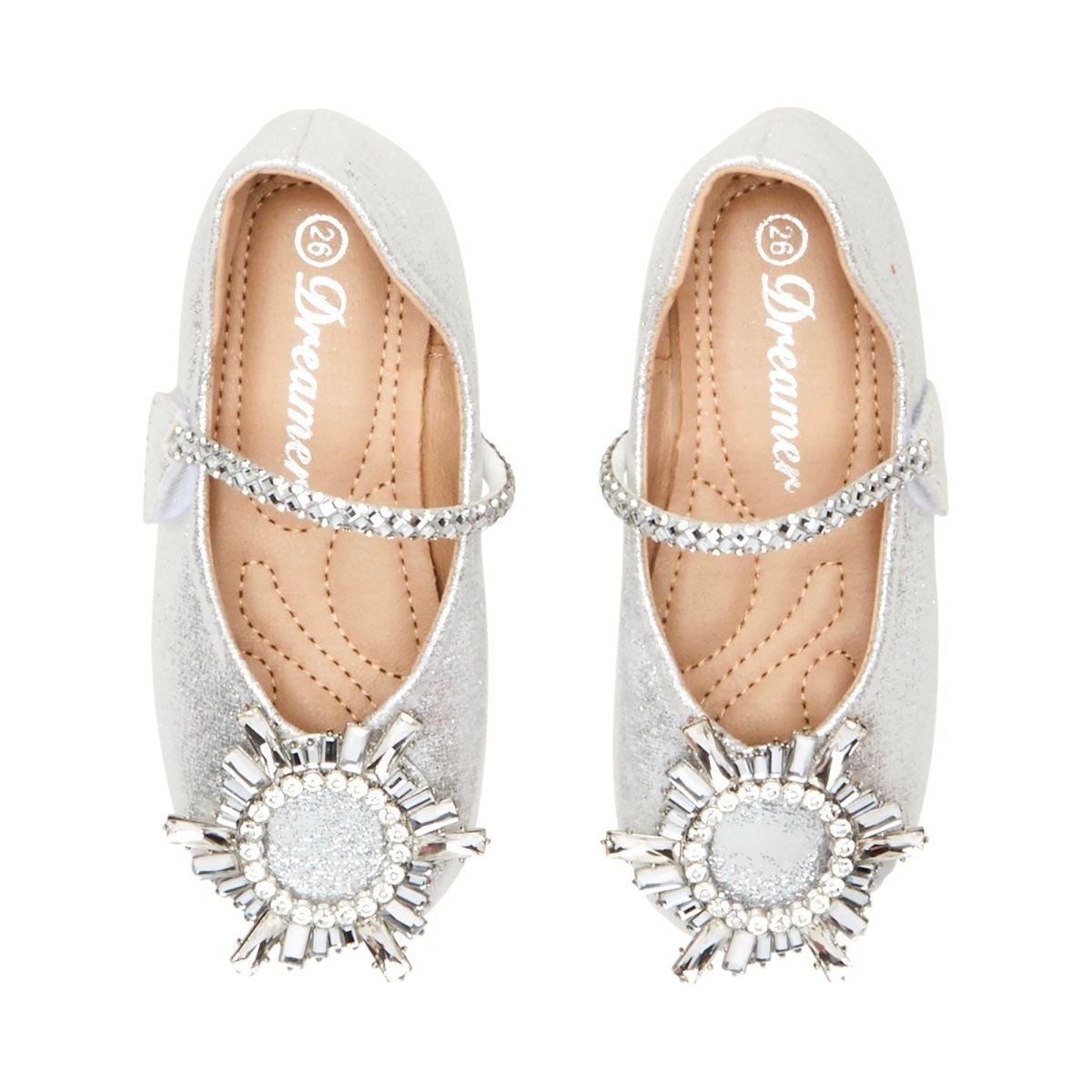 ROUND CRYSTAL METALLIC SHOES - MINI DREAMERS