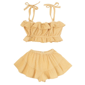 RUFFLE CROPPED TOP AND SHORTS SET - SET