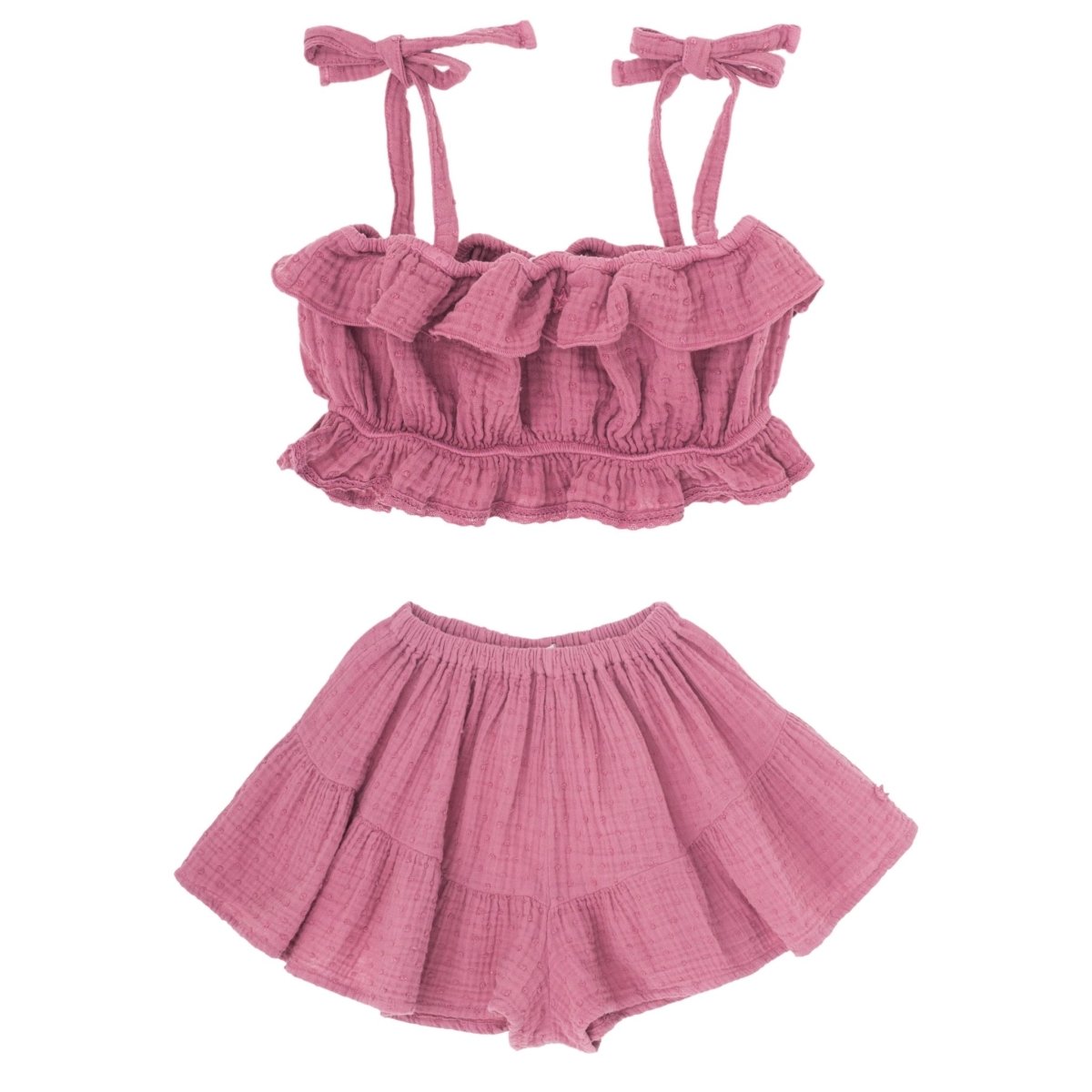 RUFFLE CROPPED TOP AND SHORTS SET - SET