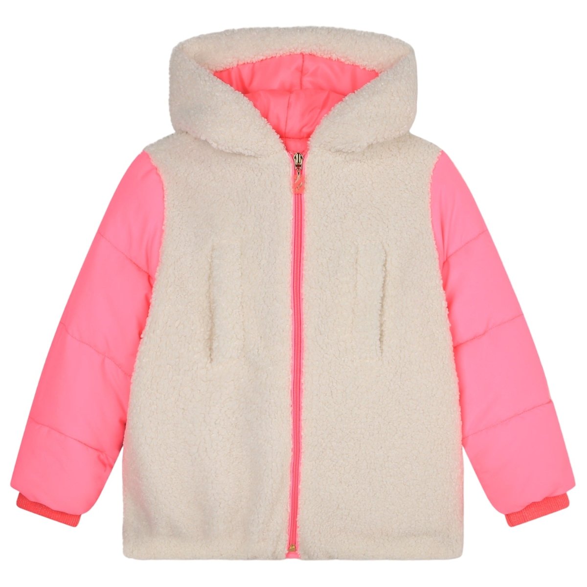 SEQUIN HEART FAUX SHEARLING HOODED COAT - BILLIEBLUSH