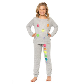 SEQUIN SMILEY FACE HACCHI SWEATSHIRT - MALIBU SUGAR