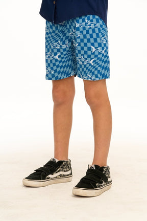 SHARK CHECKERED SHORTS (PREORDER) - CHASER KIDS