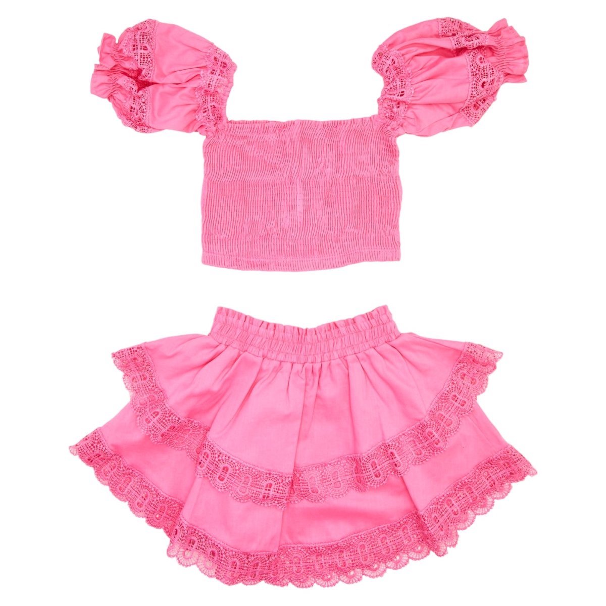 SIMONE PUFF SLEEVE TOP AND RUFFLE SKIRT SET - PEIXOTO KIDS