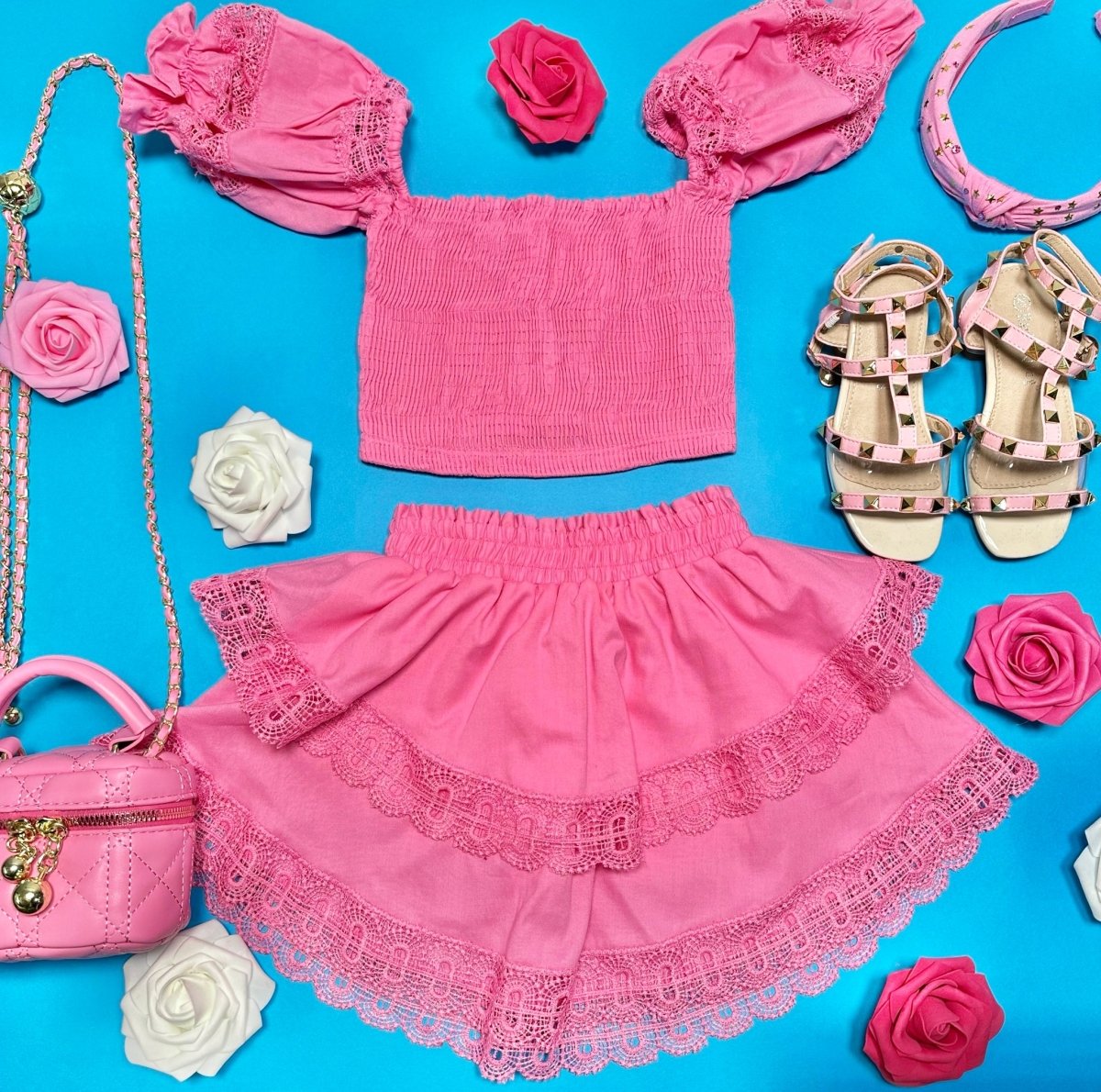 SIMONE PUFF SLEEVE TOP AND RUFFLE SKIRT SET - PEIXOTO KIDS