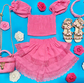 SIMONE PUFF SLEEVE TOP AND RUFFLE SKIRT SET - PEIXOTO KIDS