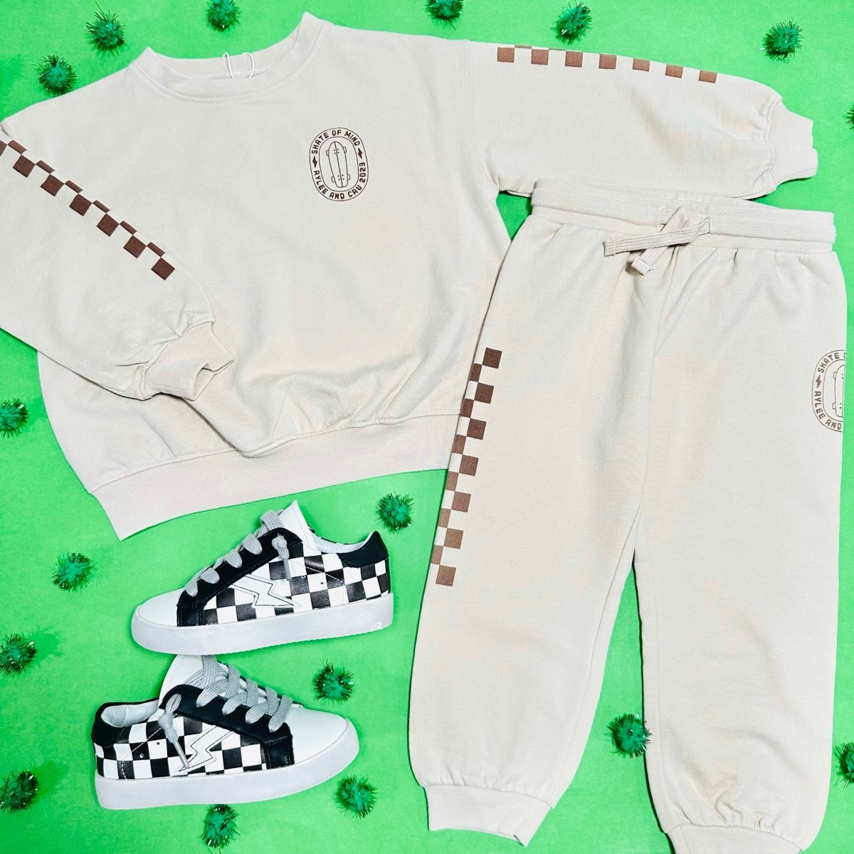 SKATE OF MIND CHECKERED SWEATPANTS - RYLEE + CRU