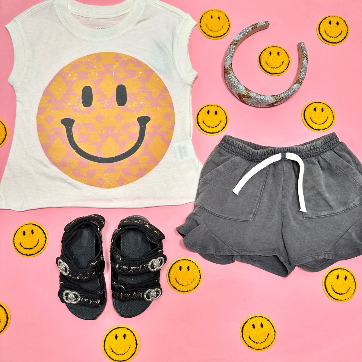 SMILEY FACE HAPPY CAMPTER TANK TOP - TINY WHALES