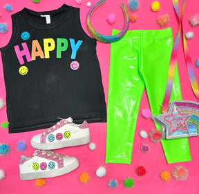 SMILEY FACE HAPPY TANK TOP - MALIBU SUGAR