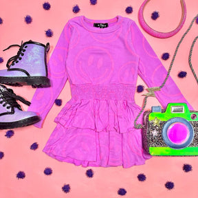 SMILEY FACE RUFFLE DRESS - FLOWERS BY ZOE