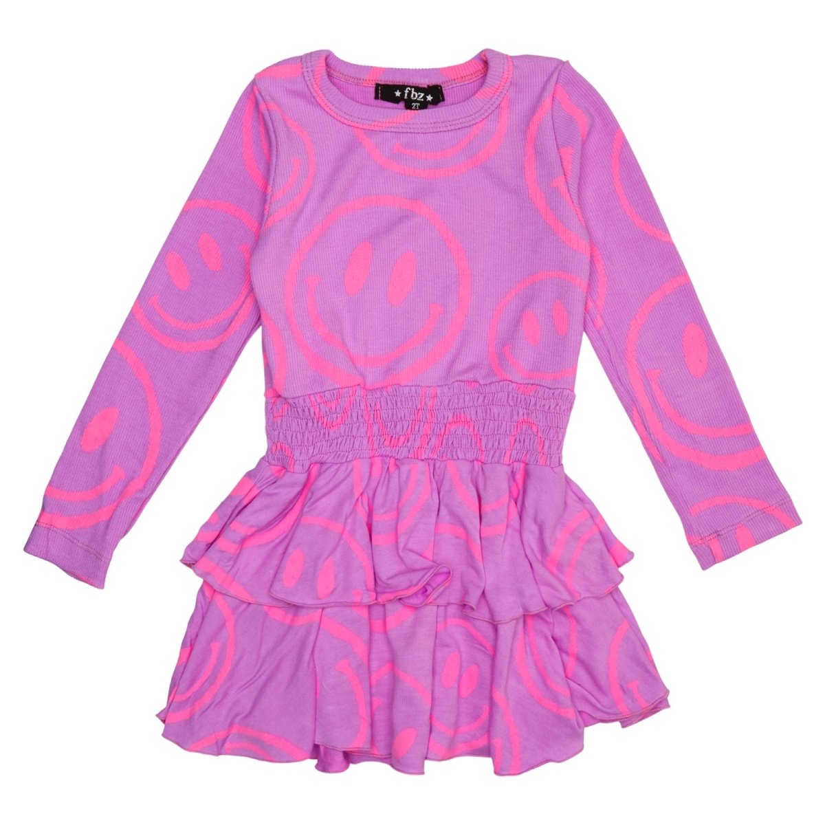 SMILEY FACE RUFFLE DRESS - FLOWERS BY ZOE