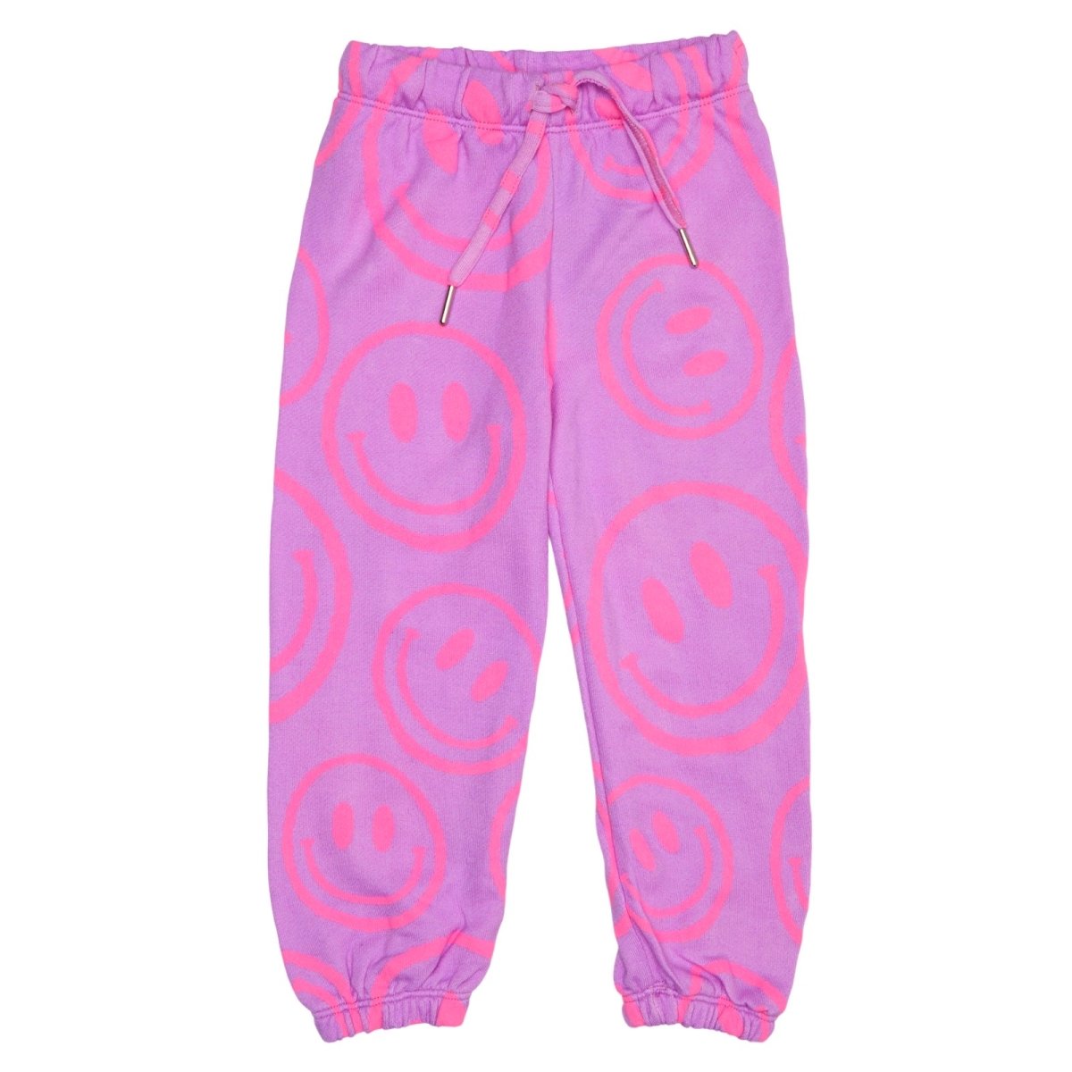 SMILEY FACE ZIP SWEATPANTS - FLOWERS BY ZOE