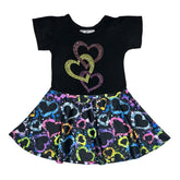 SPLATTER HEARTS RUFFLE SHORT SLEEVE DRESS - DORI CREATIONS