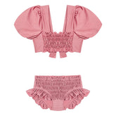 ST TROPEZ PUFF SLEEVE TWO PIECE BIKINI - TWO PIECE BIKINI