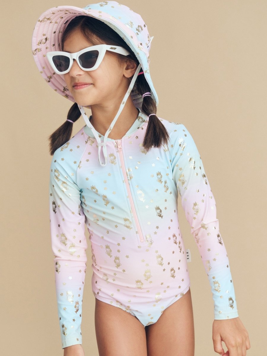 STAR MERMAID ZIP RASH GUARD ONE PIECE SWIMSUIT (PREORDER) - HUXBABY