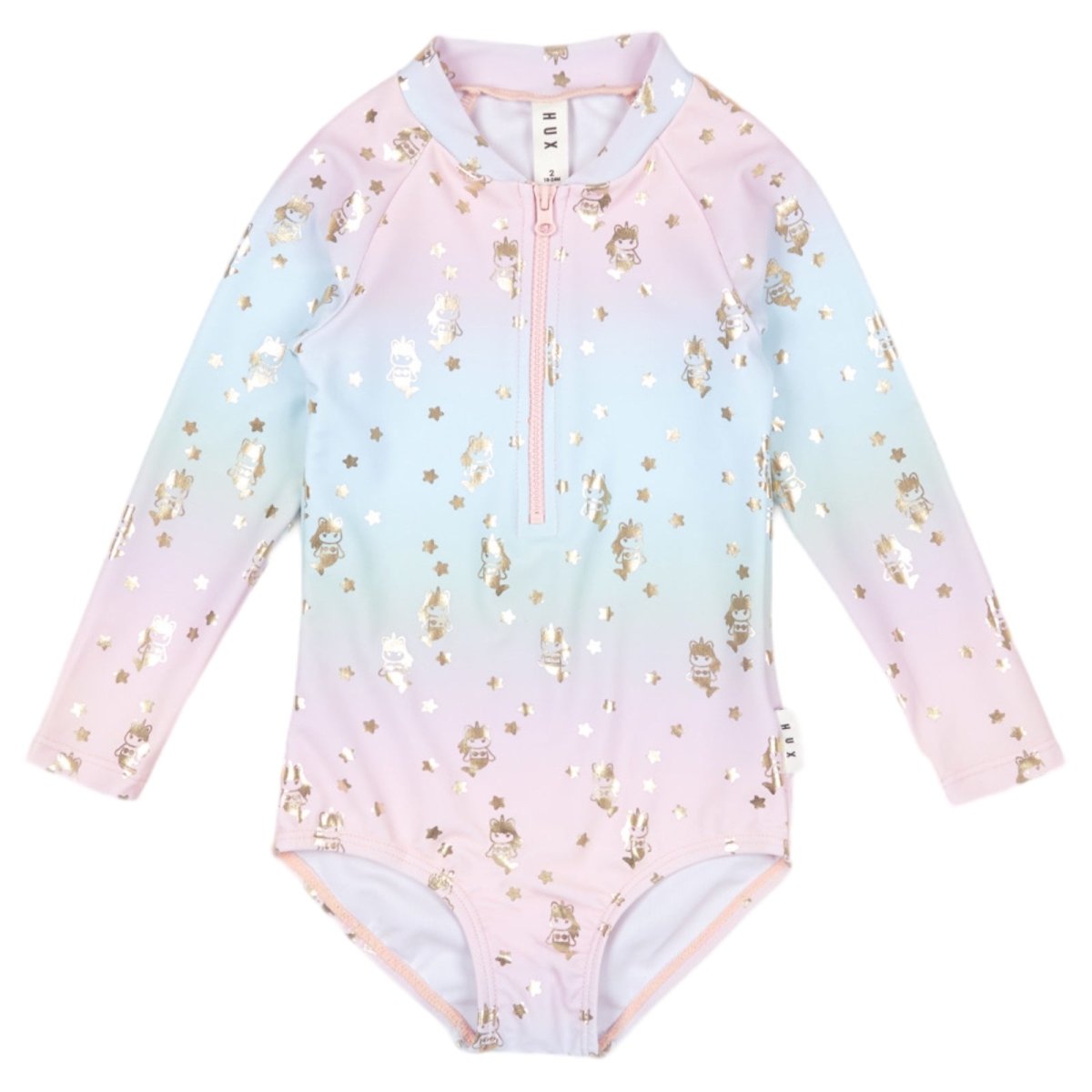 STAR MERMAID ZIP RASH GUARD ONE PIECE SWIMSUIT (PREORDER) - HUXBABY
