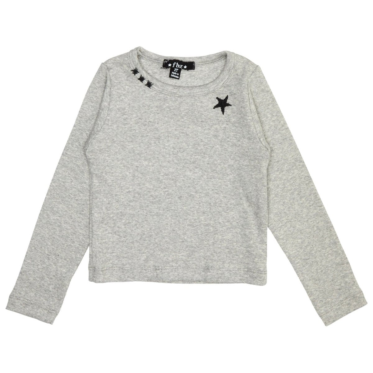 STAR RIBBED LONG SLEEVE TOP - FLOWERS BY ZOE